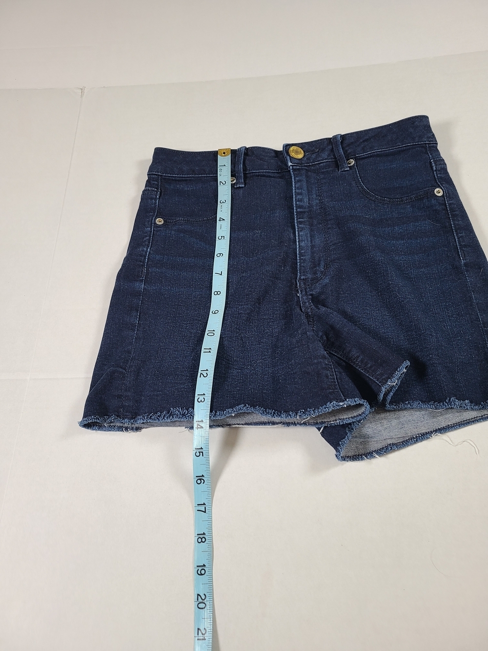 American Eagle Outfitters Dark Blue Denim Stretch Raw Hem Womens Shorts 8 - Picture 10 of 10